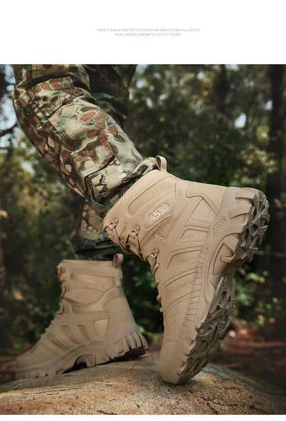 Men Tactical Boots Lace Up Desert Military Work Ankle Hiking Shoe Climbing Shoe Army Boot Unisex Size Plus Male Brand Waterproof