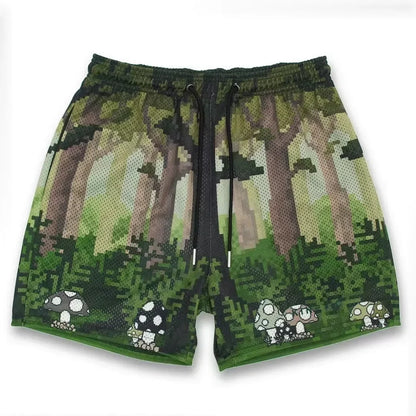 Summer Trend Motorcycle Shorts Mens Quick Dry Clothing Casual Short Pants Gym Fitness Sports Mesh Basketball Sweatpants