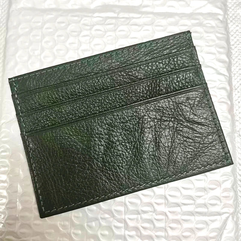 Porte-cartes en cuir de vachette avec logo personnalisé pour femme et homme, sac à cartes fin en cuir véritable, gravure du nom, portefeuille de luxe décontracté