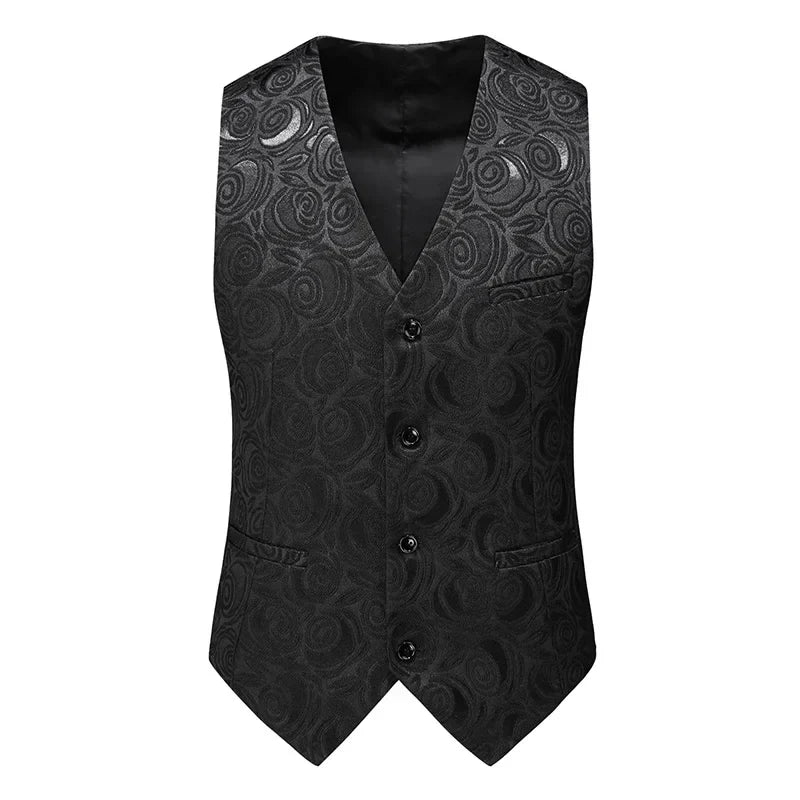 2026 New Men's Red Sleeveless Vest Coat, Single-breasted V Neck Waistcoat, Wedding Party Vests Blue Black Asian Size M-5XL 6XL