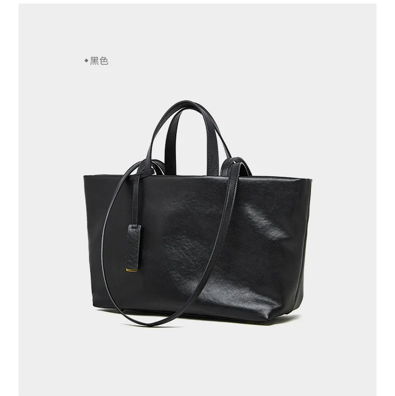 Luxury Women's Shoulder Bag Soft Leather Large Capacity Square Fashion Tote Bag Korean Fashionable Handbag Shopping Underarm Bag