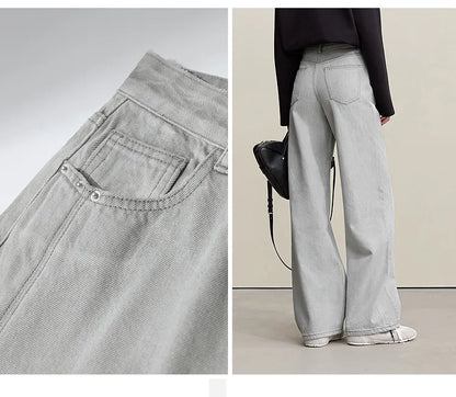 Women's Jeans 2026 Spring New Casual Solid Color Cotton Straight Women's Pants Versatile Long Denim Trousers 12621038