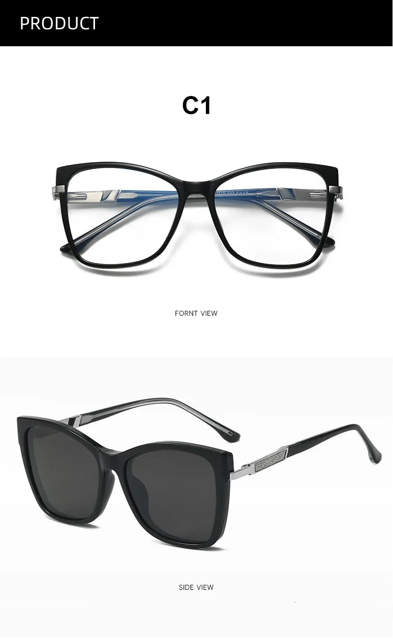 Fashion New Design TR90 Polarized Magnetic Clip-on Sunglasses Men and Women Polarized Sunglasses Optical Myopia Glasses