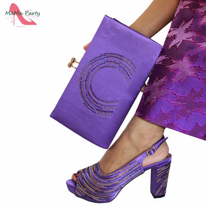 Orange Color Mature Pumps African Design Women Matching Shoes and Bag Set with Platform High Quality Sandals for Wedding