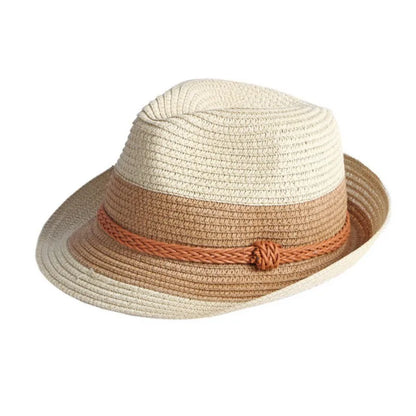Classic Nostalgic Striped Straw Hat for Outdoor Travel Parent-child Fedoras Sun Shading and Sun Protection Denim Hat