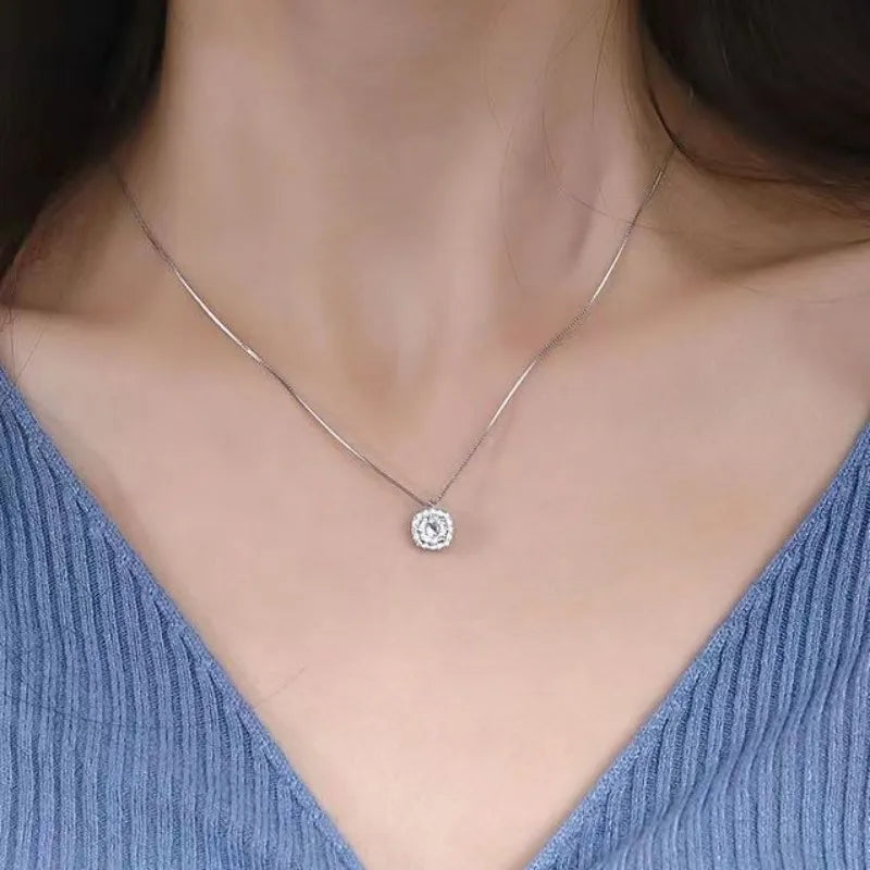 2026 NEW 100% 925 Sterling Silver Winter Collection Sparkling Love Necklace Fit DIY Women Fashion Original Jewelry Gift