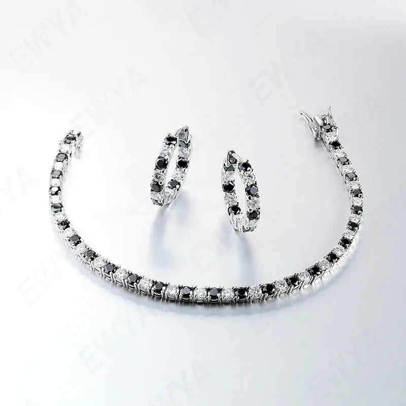 GRA Certified Real 3/4/5/6.5MM Black White Full Moissanite Tennis Bracelet for Men Women Original 925 Silver Link Bracelets
