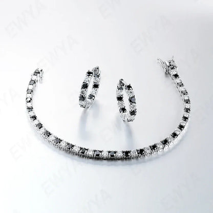 Sparkling 3/4/5/6.5MM Black White Full Moissanite Diamond Tennis Bracelet for Men Women Original S925 Silver Link Bracelets