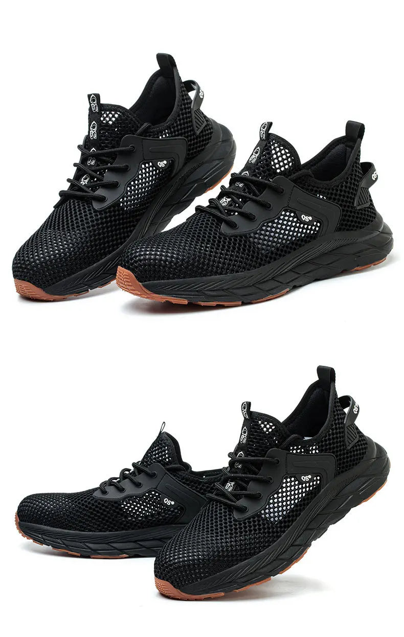 summer safety shoes men breathable mesh work shoes with a steel toe industrial anti-slip work shoes light sneakers women boots