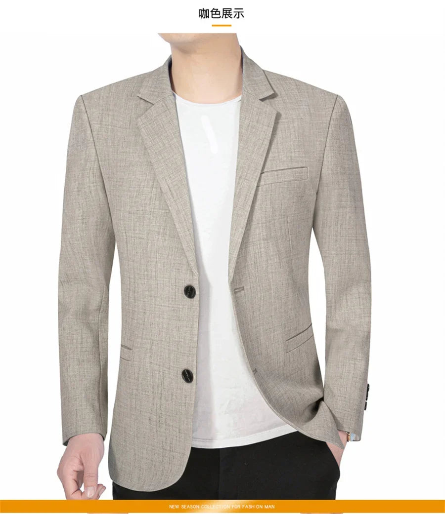 Sky Blue Men's Suit Jacket Thin Blazers Spring Autumn Solid Business Formal Wear Men Clothing Wedding Coat Oversize 4XL