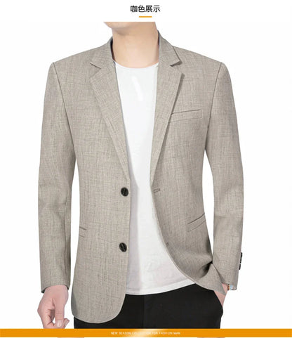Sky Blue Men's Suit Jacket Thin Blazers Spring Autumn Solid Business Formal Wear Men Clothing Wedding Coat Oversize 4XL