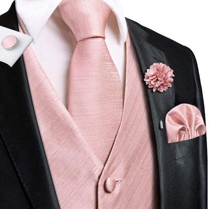 Luxury Mens Vests Black Gold Floral Jacquard Waistcoat Tie Hanky Cufflinks Brooch Set for Men Suit Wedding Office XL