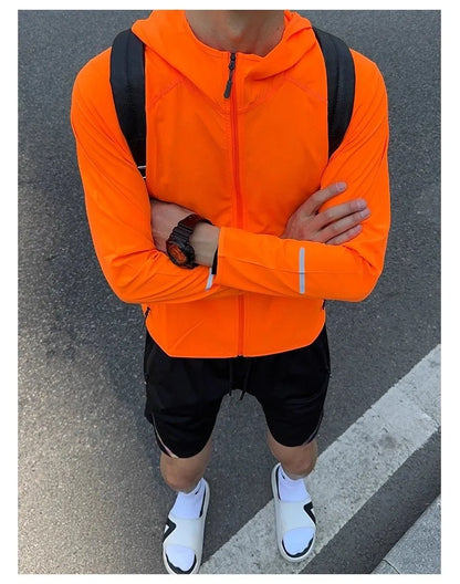 Unisex running jacket, cycling sport windbreaker, outdoor reflective long-sleeved quick-dry workout training wear