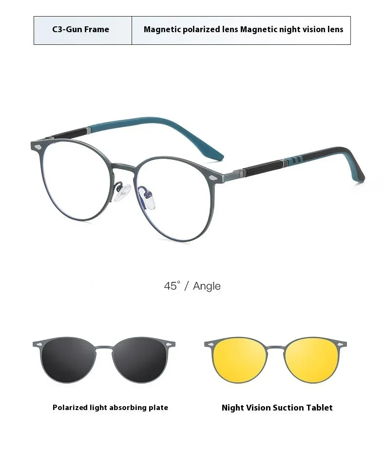New Style 3 In 1 Metal Magnet Clip On Polarized Sunglasses Men Women Luxury Brand Design Sun Glasses Frame Eyewear UV400