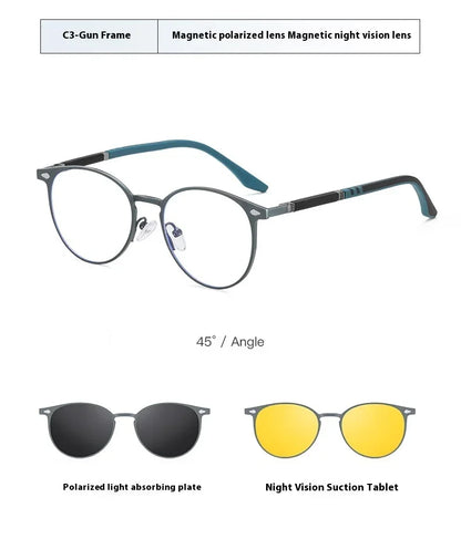 New Style 3 In 1 Metal Magnet Clip On Polarized Sunglasses Men Women Luxury Brand Design Sun Glasses Frame Eyewear UV400