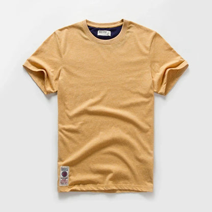 New Men Cotton Solid T-Shirt Mens Short Sleeve T-shirt Multi Pure Color Fancy Yarns T Shirt Color Wine White Blue