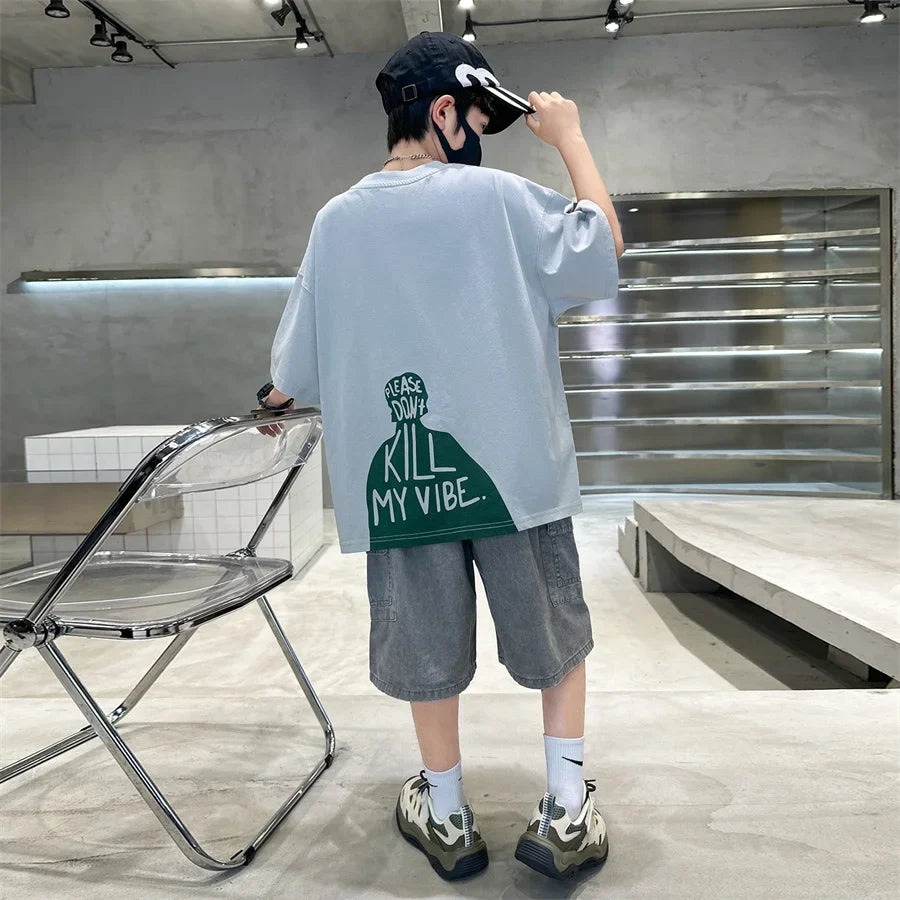 Fashion Kids Designer Summer Clothing Set for Tween Boy High Street Outfits Children New Arrival 2 Pieces Tracksuit Clothes Suit