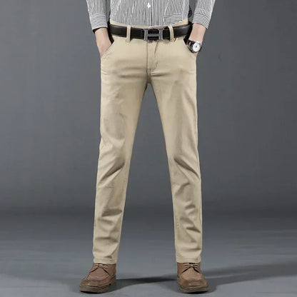 New Mens Spring Summer Business Casual Pants Fashion Cotton Soft Stretch Straight Classic Trousers Korean Solid Color Man Pants
