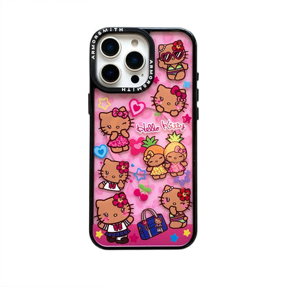 Y2K Hello Kitty Cute Cartoon Magnetic Phone Case For IPhone 12 13 14 15 16 17 Pro Max Protective Cover with Stand Fundas