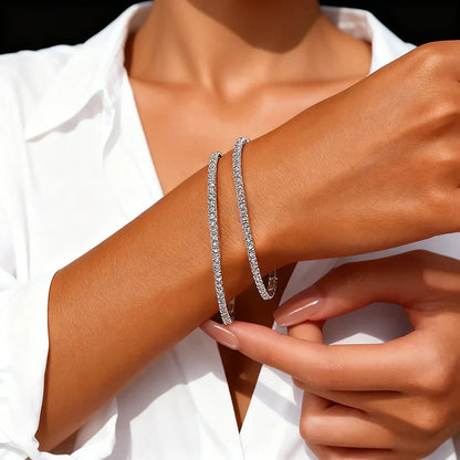 Full 2.5mm/3mm D Color Moissanite Bracelet 925 Sterling Silver Elastic Chain for Women Men Sparkling Fine Jewelry With GRA