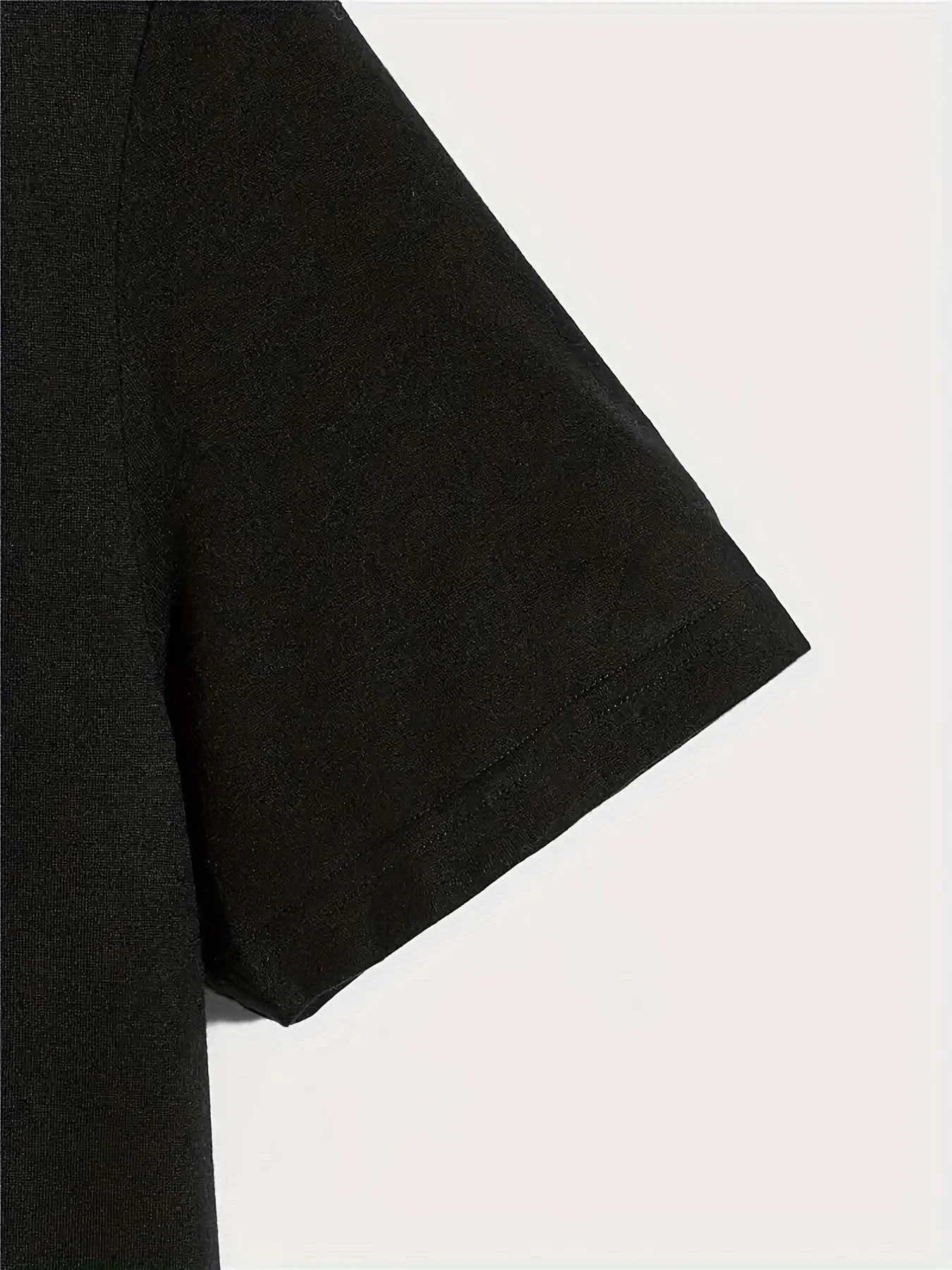 Men's Summer Casual Loose Size 100% Cotton Black Print Round Neck Short Sleeve T-shirt Top