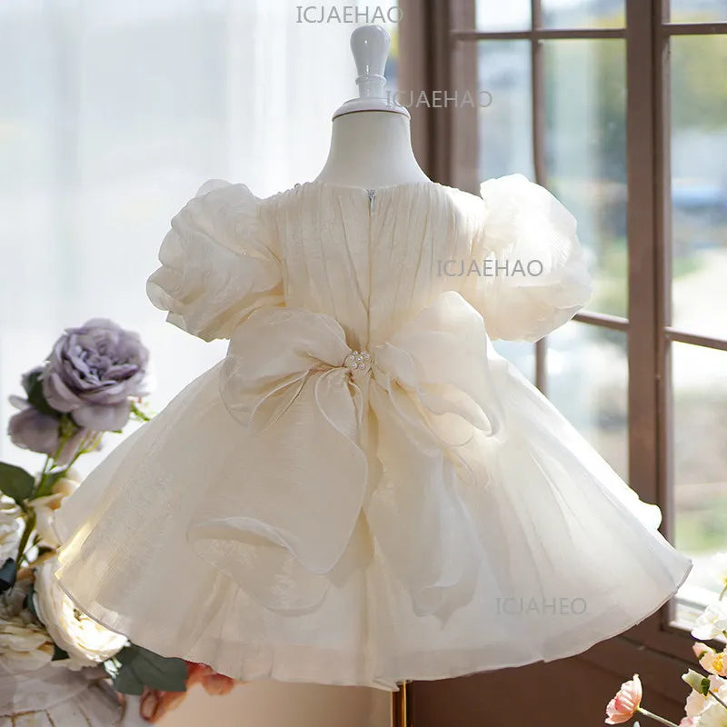 Children Girls Birthday Flower Girl Wedding Little Gown Kids Formal Champagne Host Piano Performance Princess Summer Costume