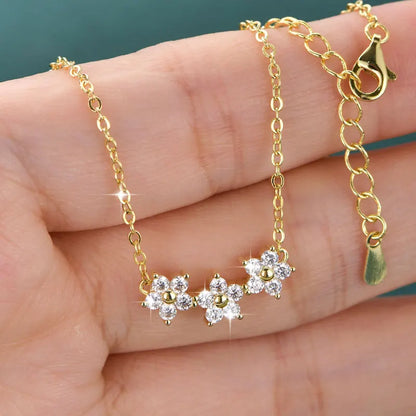 GRA Certified D VVS1 Moissanite Diamond Sweet Mini Flower Pendant Necklace for Women Chain Neck Jewelry Gifts Collares