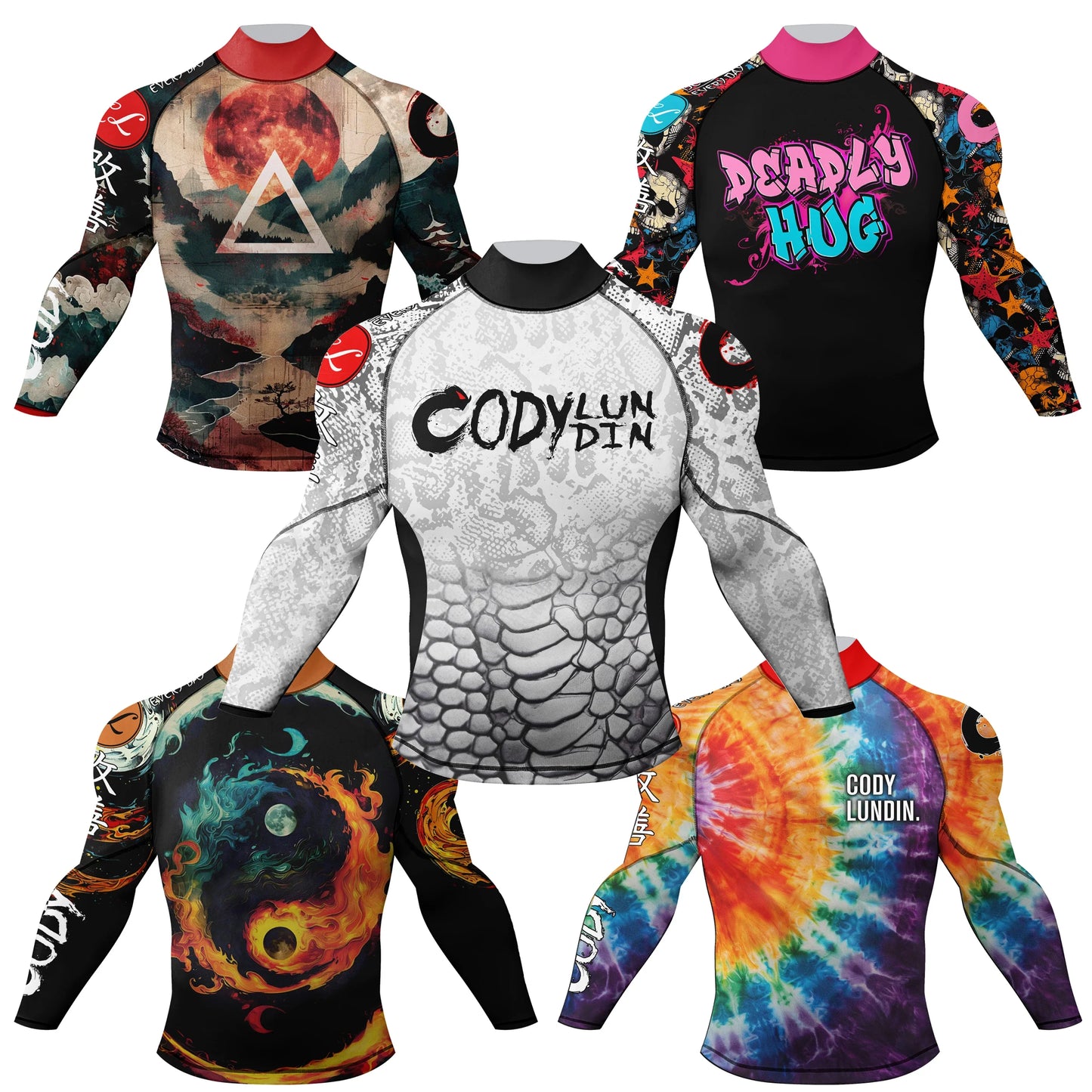 Cody Lundin Mock Neck Men Compression Long Sleeve Fitness Shirt Grappling Boxing Jersey, MMA Jitsu BJJ Rash Guard With Anti Slip