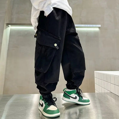 High Quality Boys Sweatpants Autumn Kids Casual Pants for Boy Korean Children's Clothes 2025 Spring Loose Cotton Red Trousers