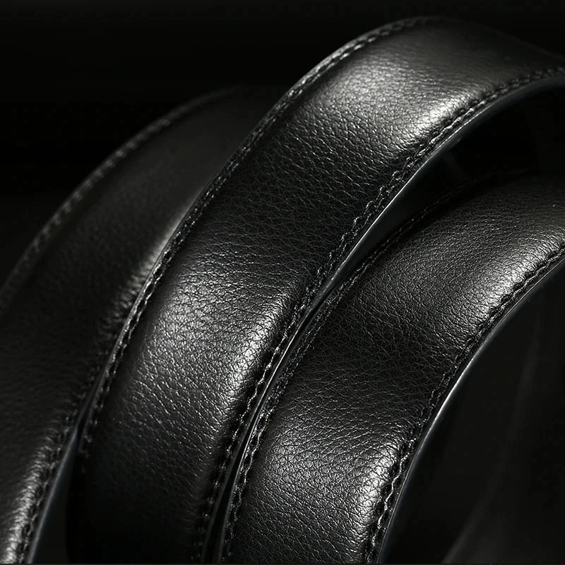 2026 New Cow Genuine Leather Men's Belt Cowhide Strap for Male Automatic Buckle Belts for Men Black Buckle Belts