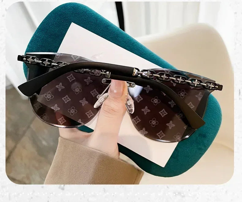 2025 Cat Eye Rimless Sunglasses Women New Fashion Luxury Brand Design Travel Sun Glasses Ladies Eyewear Shade UV400 Gafas De Sol