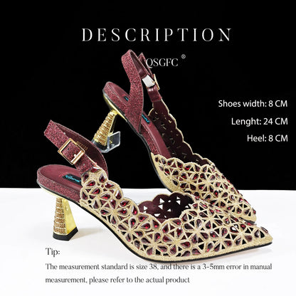Fashion Design Heart Shape Three-Dimensional Hard Bag and Sexy Stiletto Shoes Shiny Rhinestones