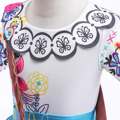 Girls Princess Costume Children Encanto Halloween Swing Flared Clothes Kids Printed Mirabel Cartoon Fantasy Cosplay Dress 3-12Y