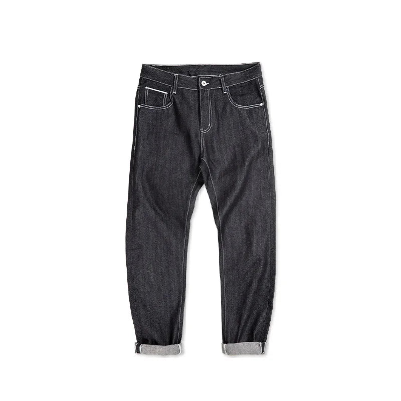 Silver Denim Vintage Jeans for Men Amekaji Selvedge Raw Denim 13 Oz Straight Fit Pants 28 To 38 Men’s Clothing  New