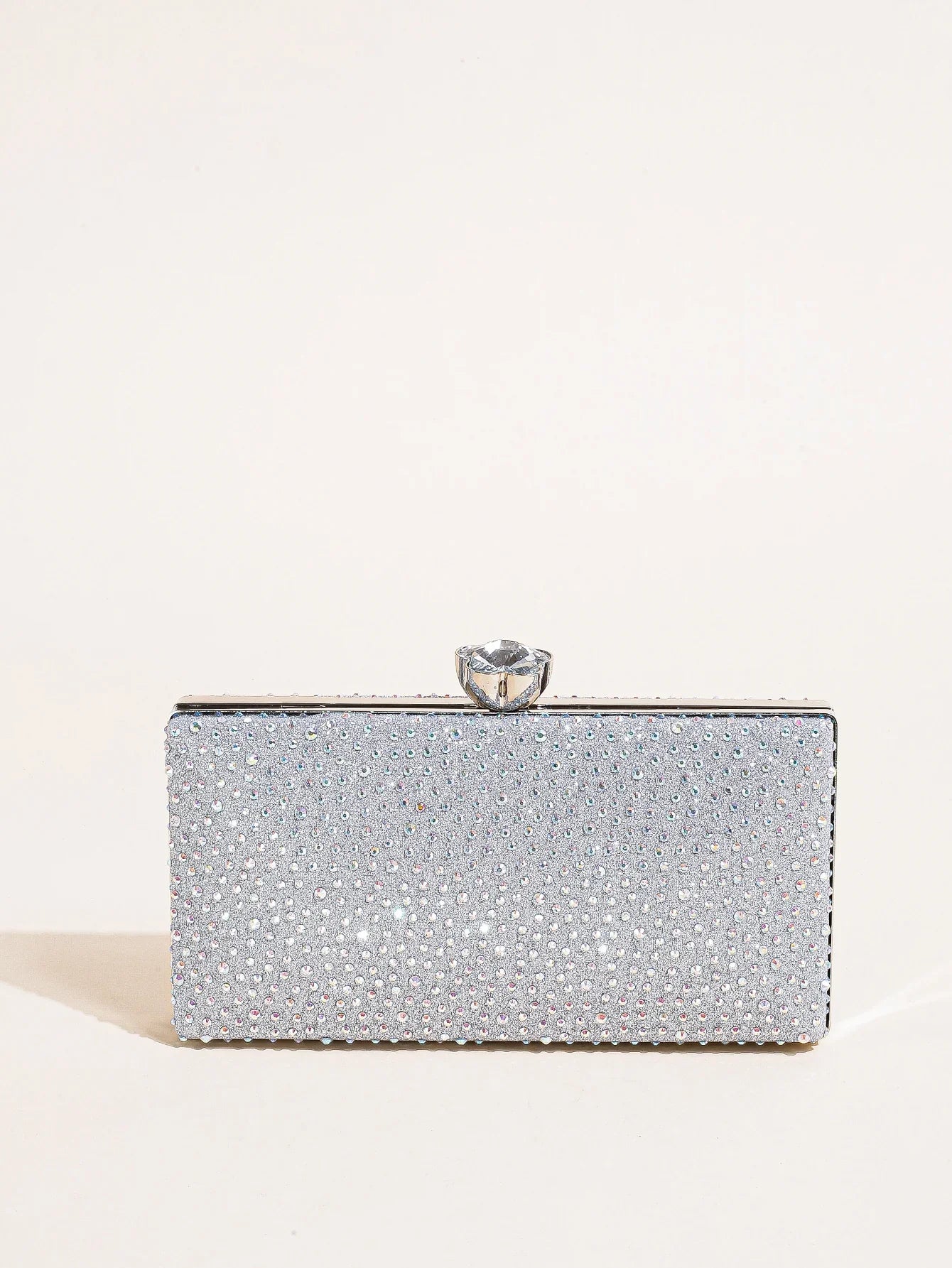 Classic Elegant Mini Square Rhinestone Decor Evening Clutch Bag, Clip Women's Dinner Wallet, Luxury Prom Bag