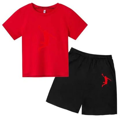 Basketball Idol Print Kids Summer Casual 2pcs T-shirts+Pants Sports Suits 3-13 Years Boys Girls Leisure Outfits Children Clothes