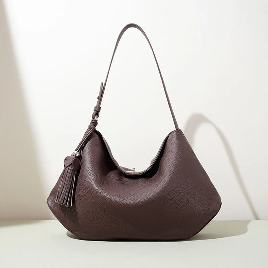 2026 Hot Top Grain Leather Spacious Tote Bag Fashionable Underarm Single Shoulder Crossbody Bag Women Chic Shopping Hobo Handbag