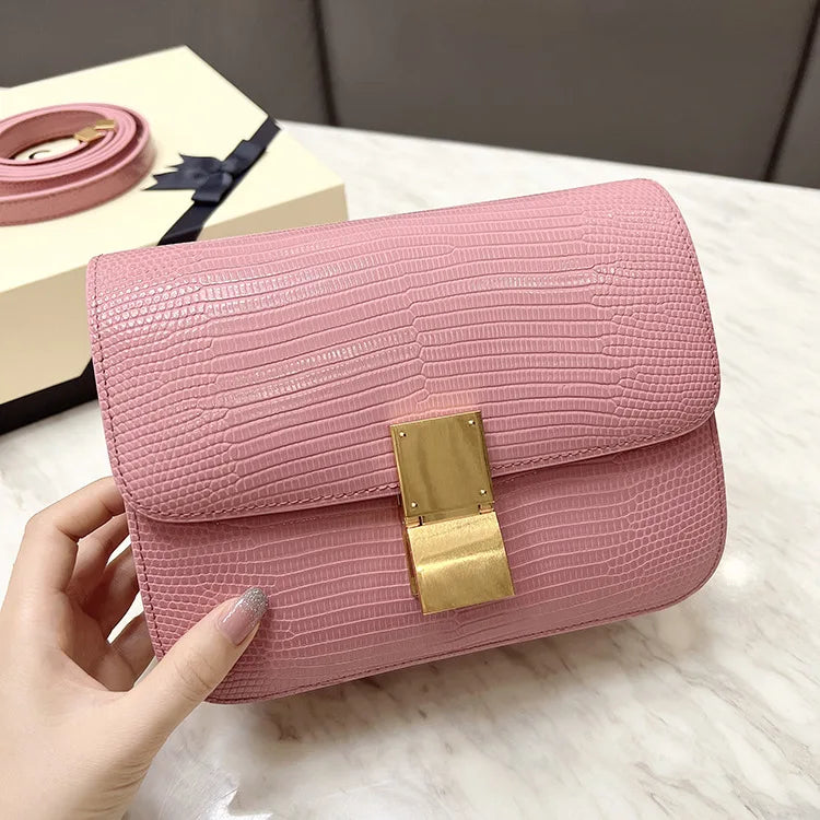 New Women Small Box Bag Single Shoulder Handbag Solid Fashion Brand Cow Split Leather Flap Tofu Bags Ladies Sling Messenger Bag