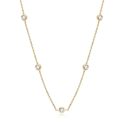 925 Sterling Silver Necklaces Round Cut 2.5mm/4mm Bezel Moissanite Choker Necklace for Women Multilayer Neck Jewelry
