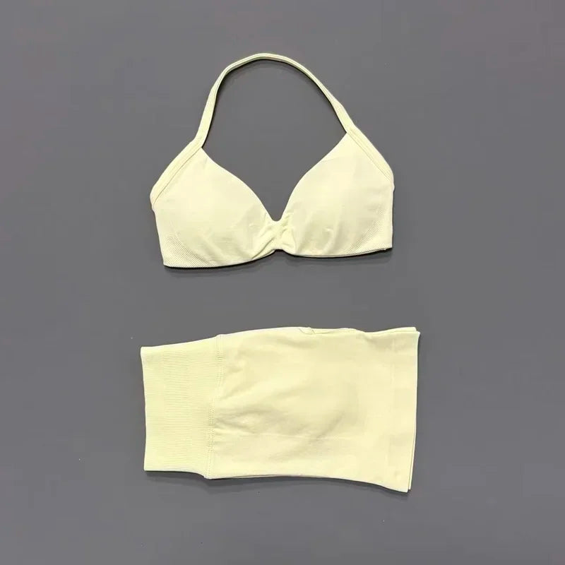 2PCS HISTELLO Sports Seamless Yoga Set Push Up Women Bra Scrunch Butt Lift Leggings Ultra Soft Comfort Yoga Workout Wear