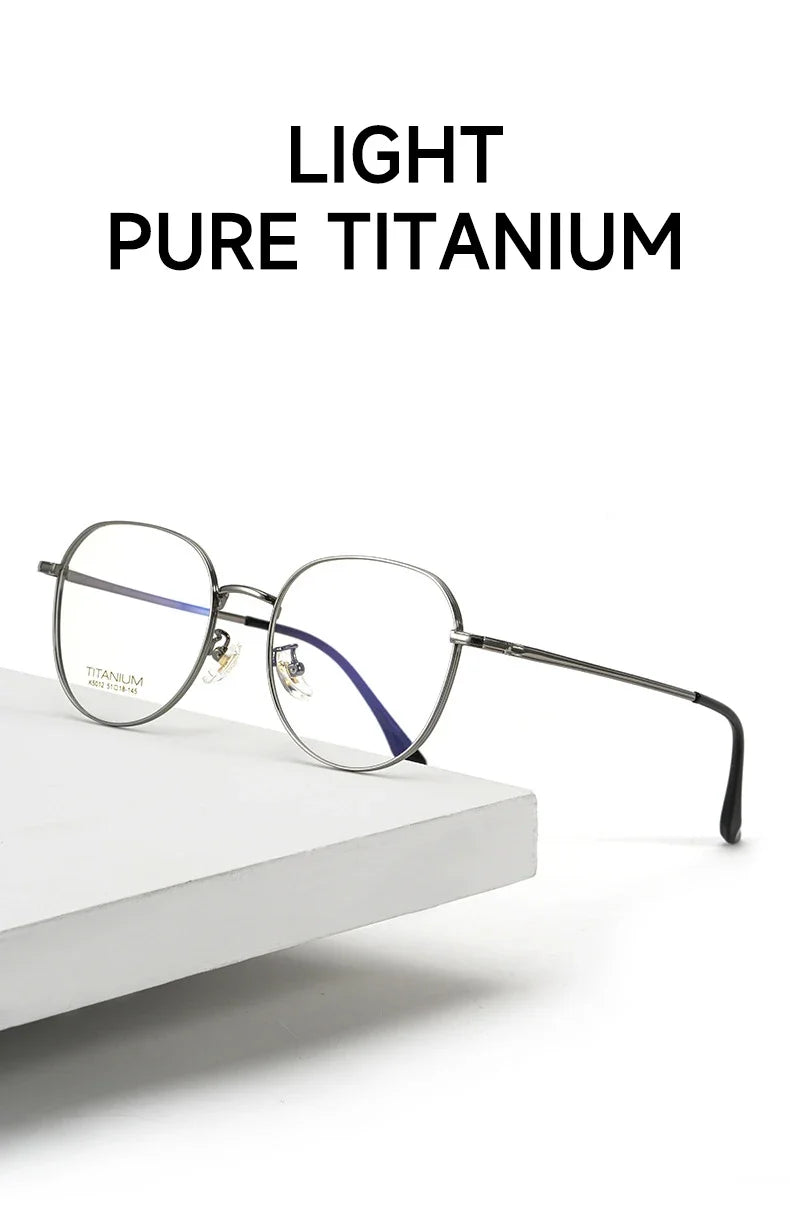 Simple Fashion Large Frame Titanium Design Women Anti-blue Light Reading Glasses Men Customized Prescription 02-K5012