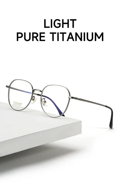 Simple Fashion Large Frame Titanium Design Women Anti-blue Light Reading Glasses Men Customized Prescription 02-K5012