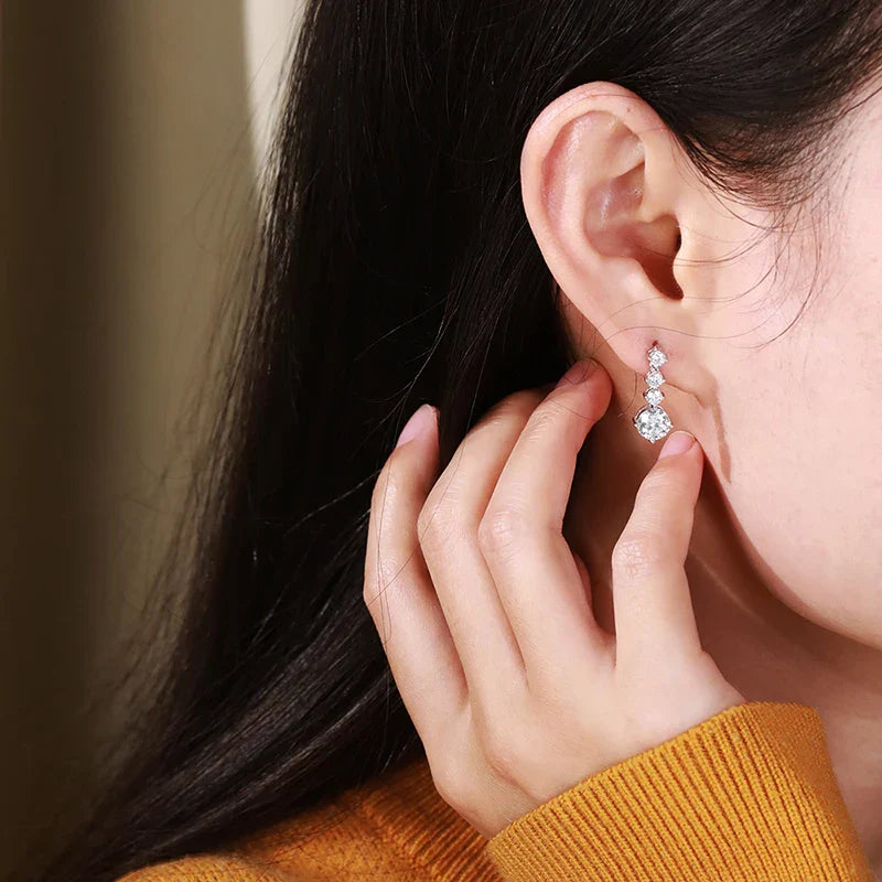 2.6CTTW D Color Certified Moissanite Drop Earrings for Women Four Claws Classic Wedding Jewelry 100% 925 Sterling Silver