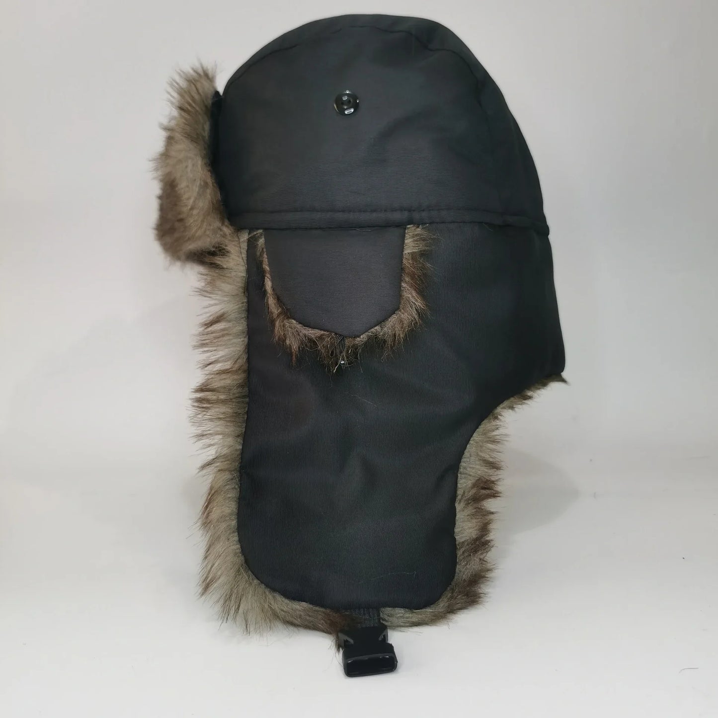 Men's Warm Soldier Hat Winter Pilot Patrolman Earmuffs Polyester Fiber Warm Russian Ski Hat Windproof Cold Pilot Hats