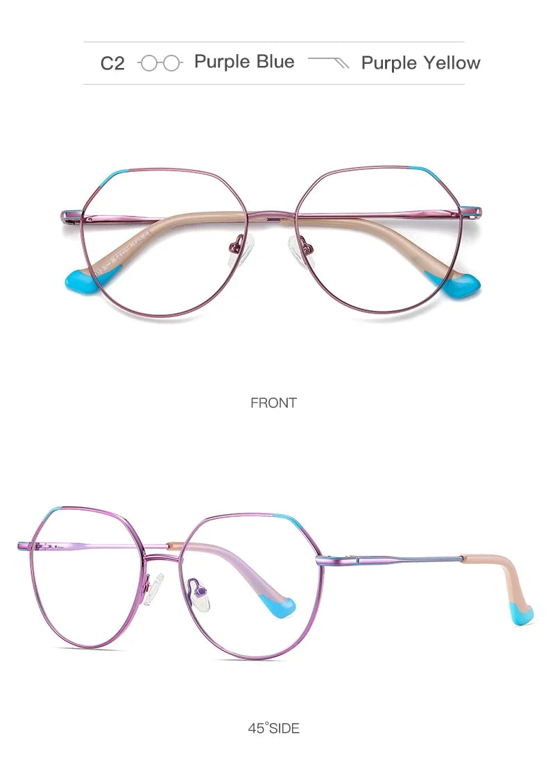 Metal Myopia Prescription Glasses Hyperopia Reading Glasses Women Anti Blue Light Computer  Glasses Optical Glasses Frame