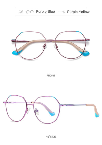 Metal Myopia Prescription Glasses Hyperopia Reading Glasses Women Anti Blue Light Computer  Glasses Optical Glasses Frame
