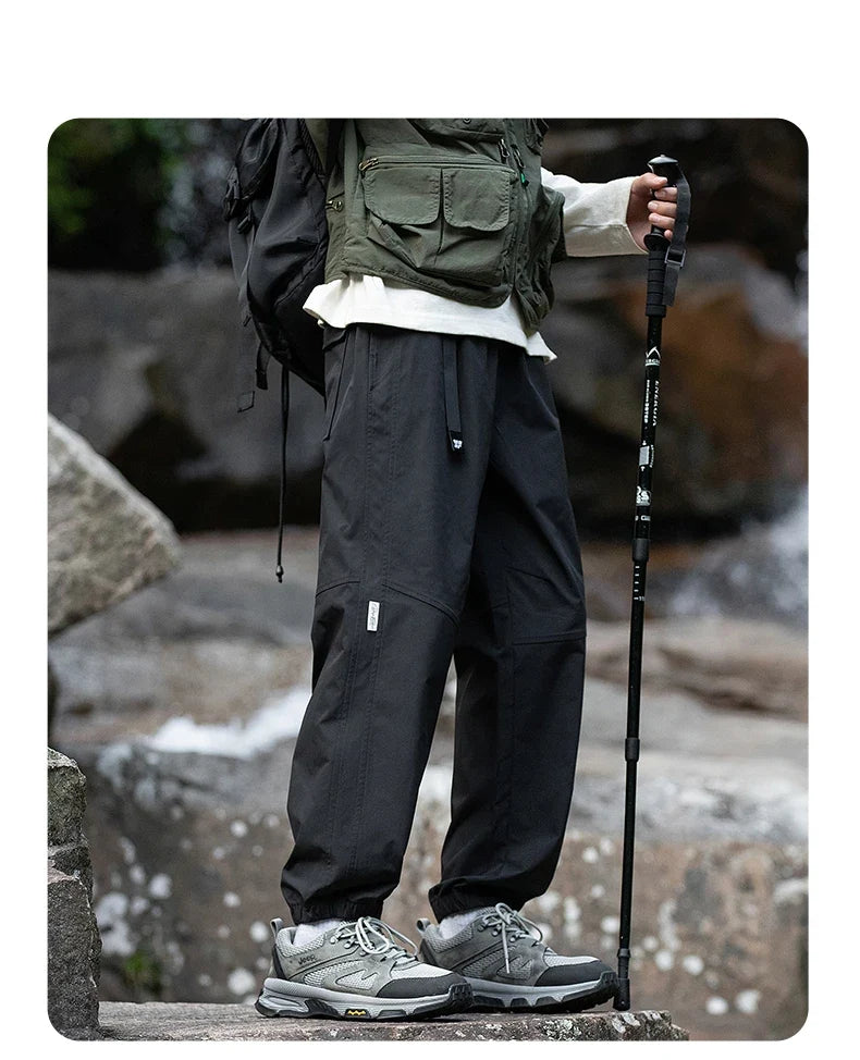 Men Waterproof Pant Autumn With Belt Hiking Trousers Breathable Mountaineering Pant Multi-pocket Camping Fishing Sport Trousers