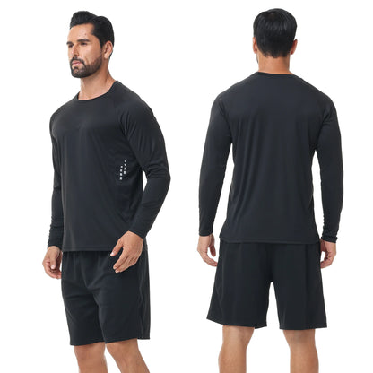 Men UPF 50+ Long Sleeve T-Shirt, Rash Guard Breathable Tops, Pullover Shirt for Sport Fishing Hiking Running Beach Surfing
