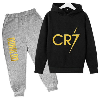 Ronaldo CR7 Print Football Idol Clothing Children Hoodie 2pcs Set Pants Suit Kids Boys Tracksuit Girls Clothing Sport Tracksuits