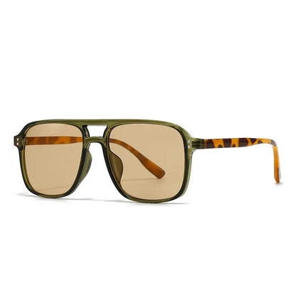 2026 Ins Retro Double Bridge Square Women Sunglasses Fashion Leopard Print Gradient Lenses Men Trend Gafas De Sol UV400